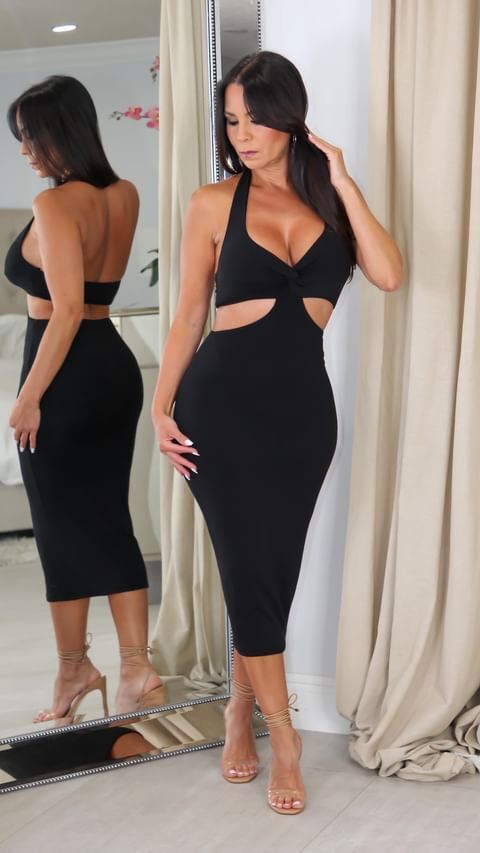 1571 Cut Out Midi Dress