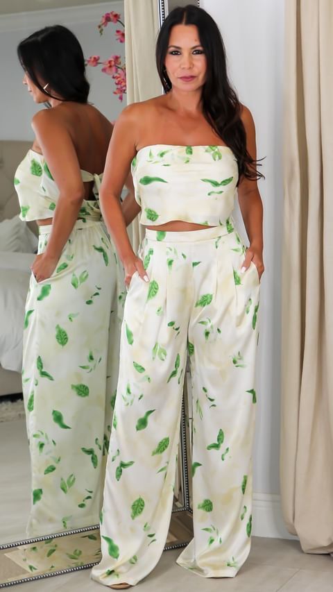 60763 Tube Crop Top &  Pants Set
