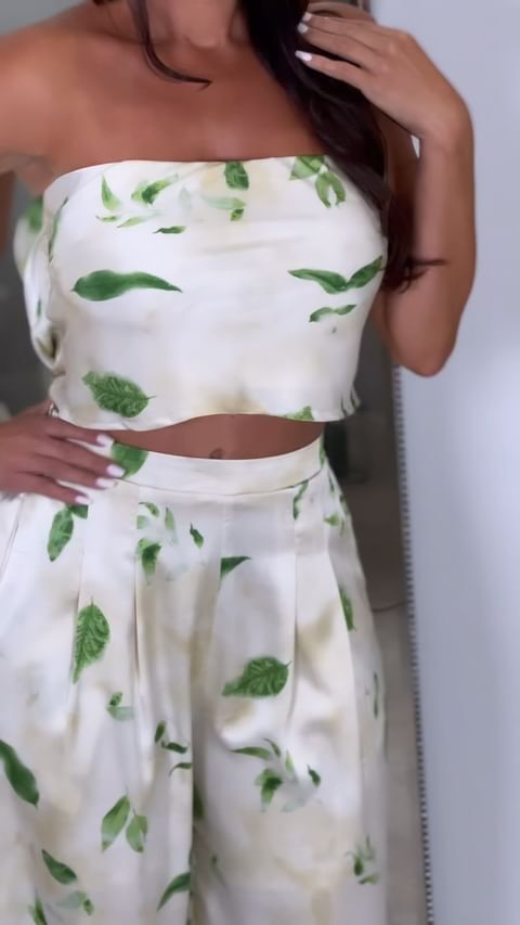 60763 Tube Crop Top &  Pants Set