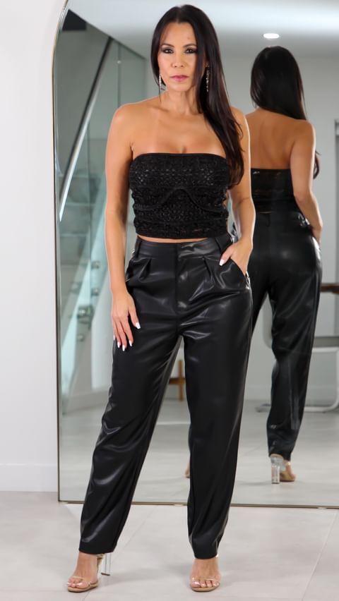 22659 One Pintuck Leather Pants