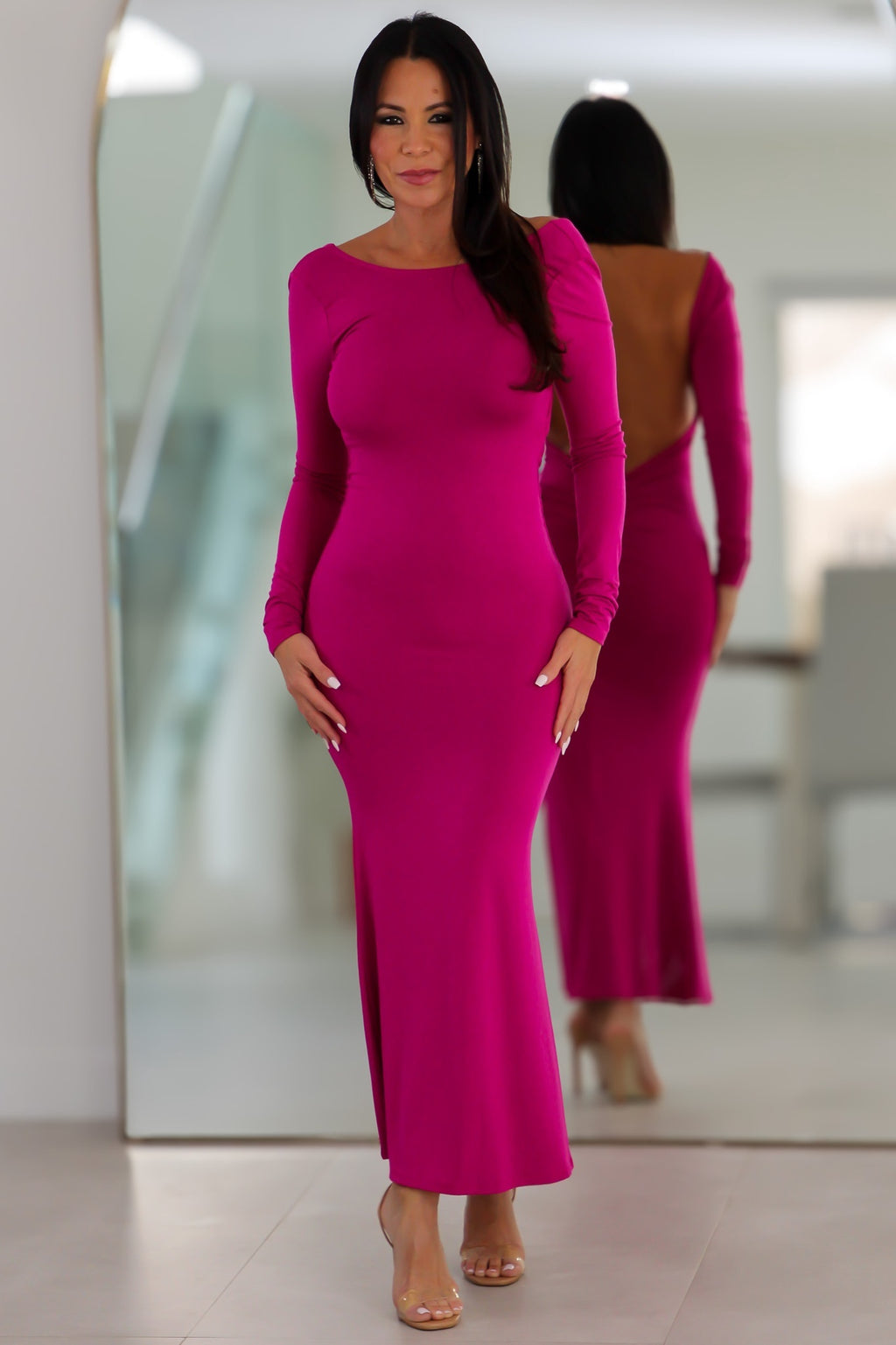 1997 Backless Ruched Detail Midi Dress