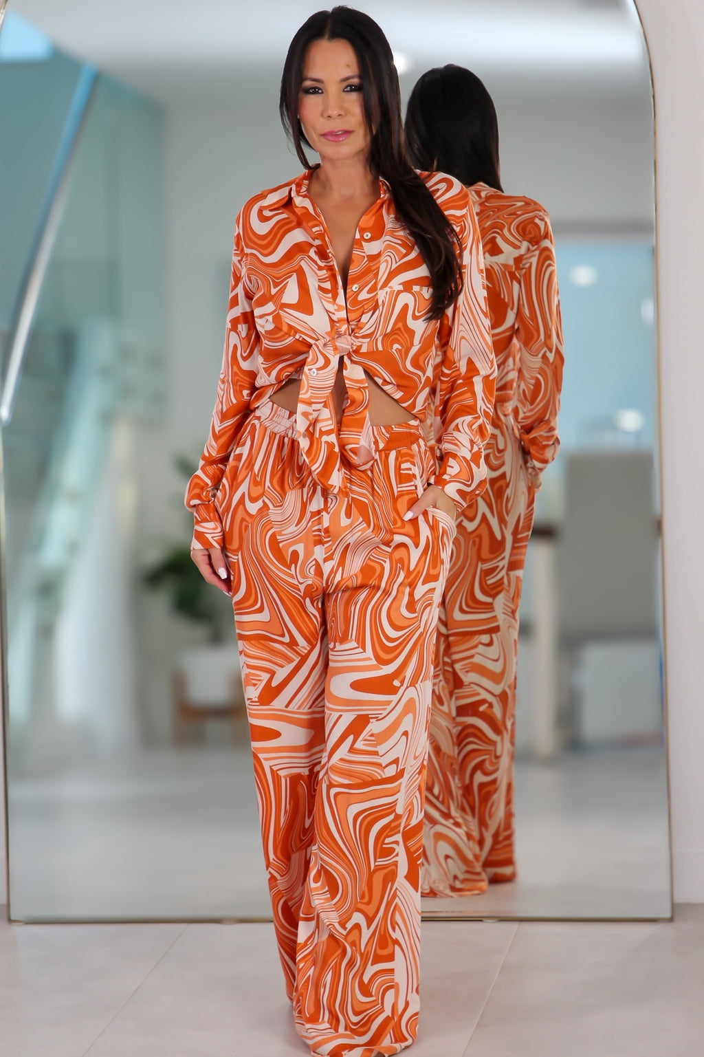 203 Dacey Marble Shirt and Pant Set