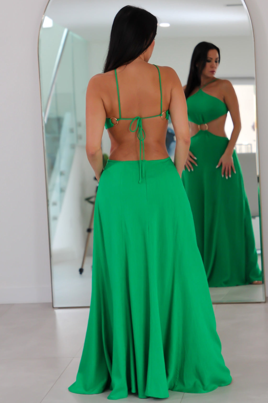 8147 Ring Linen Maxi Dress