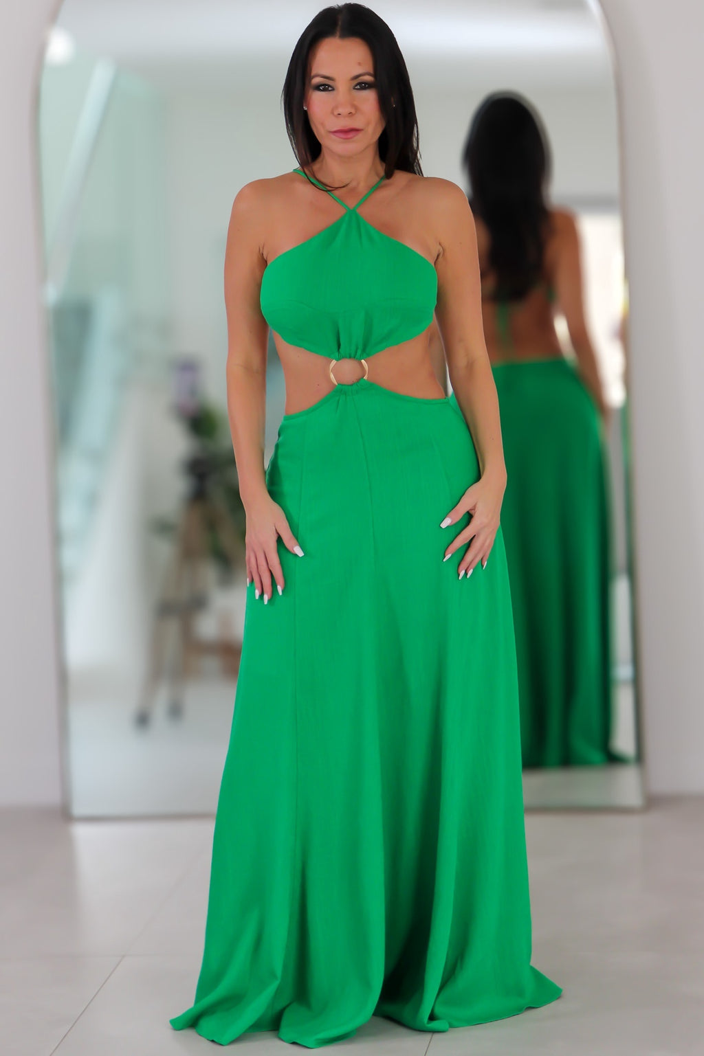 8147 Ring Linen Maxi Dress