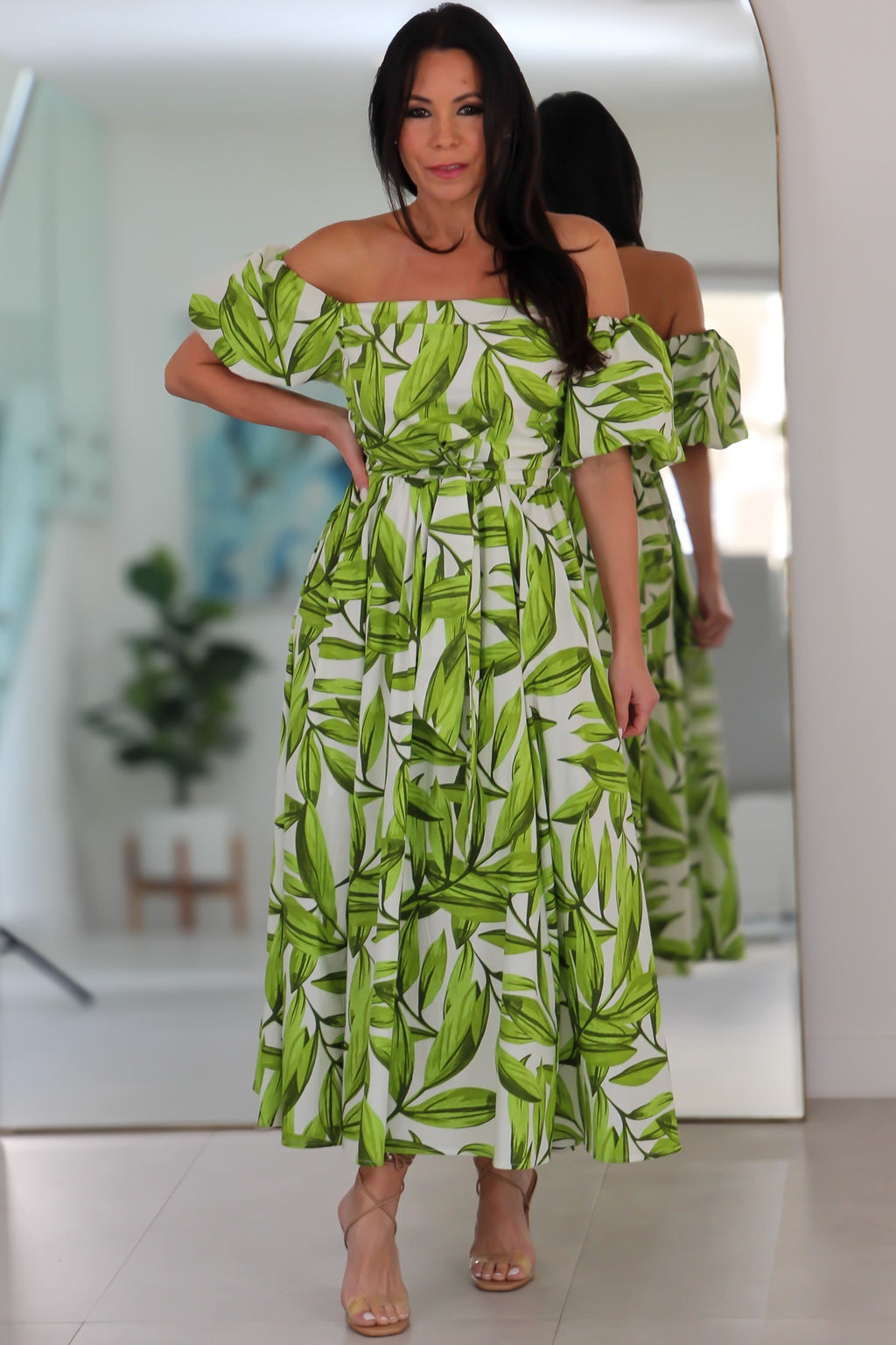 20678 Printed Woven Midi Dress