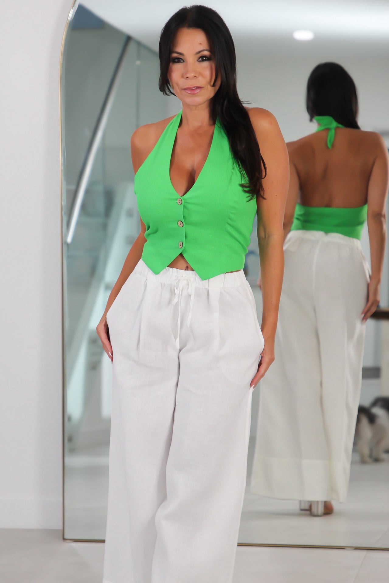 5132 Linen Cropped Vest