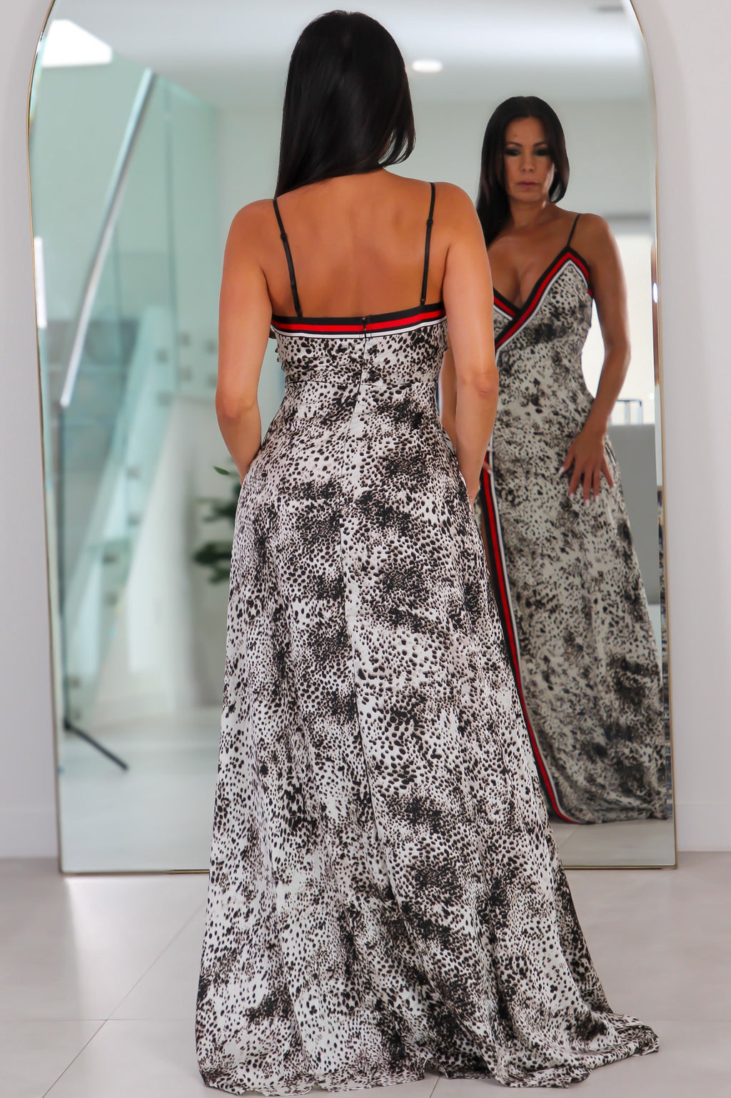 319 Leopard Print With Contrast Cami Maxi Dress