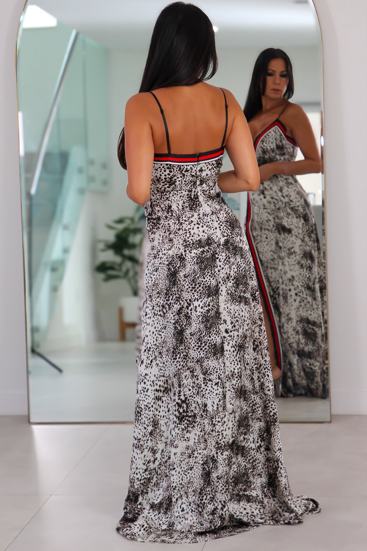 319 Leopard Print With Contrast Cami Maxi Dress