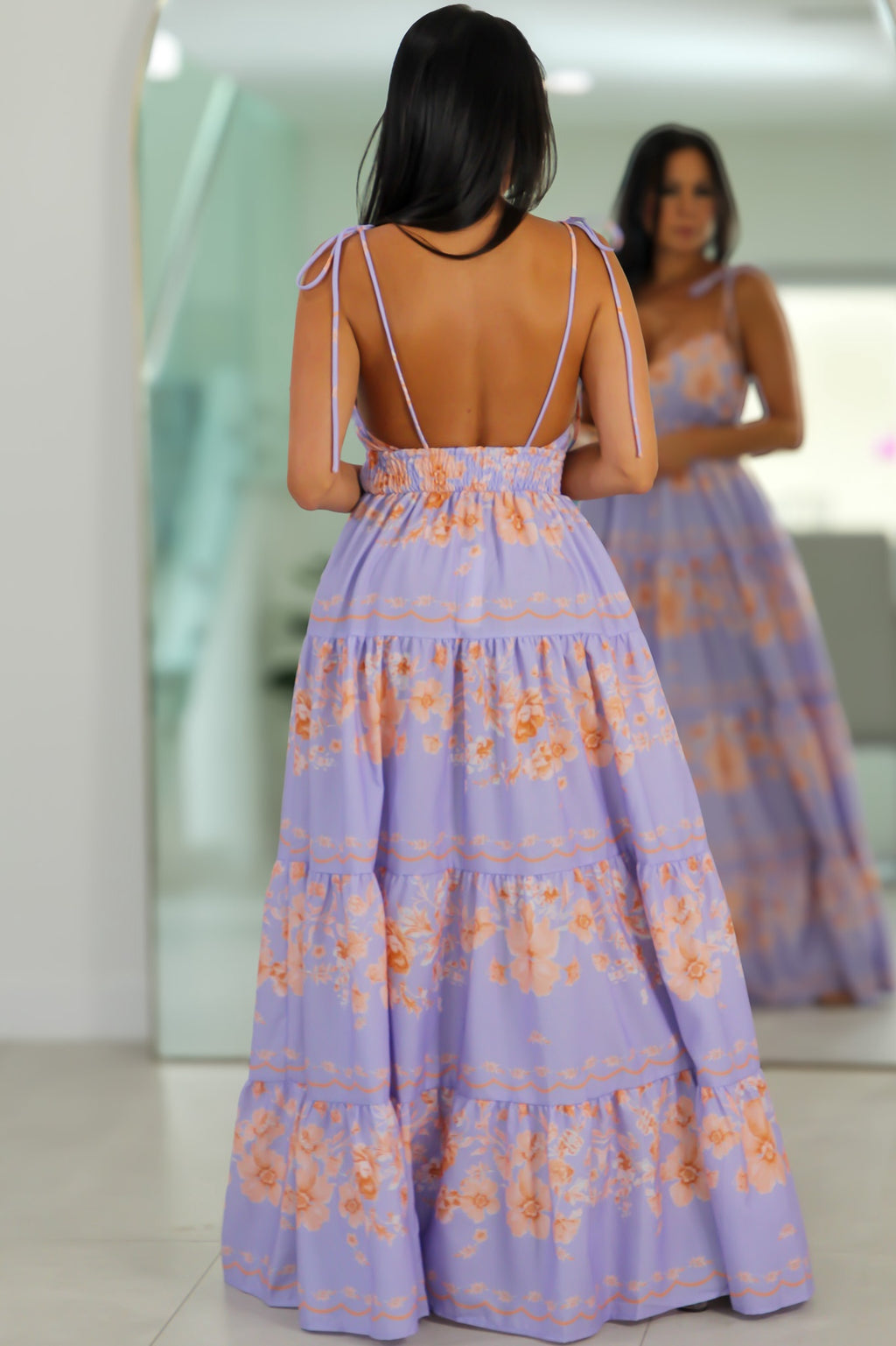 4825 Lavender Bloom Tiered Maxi Dress