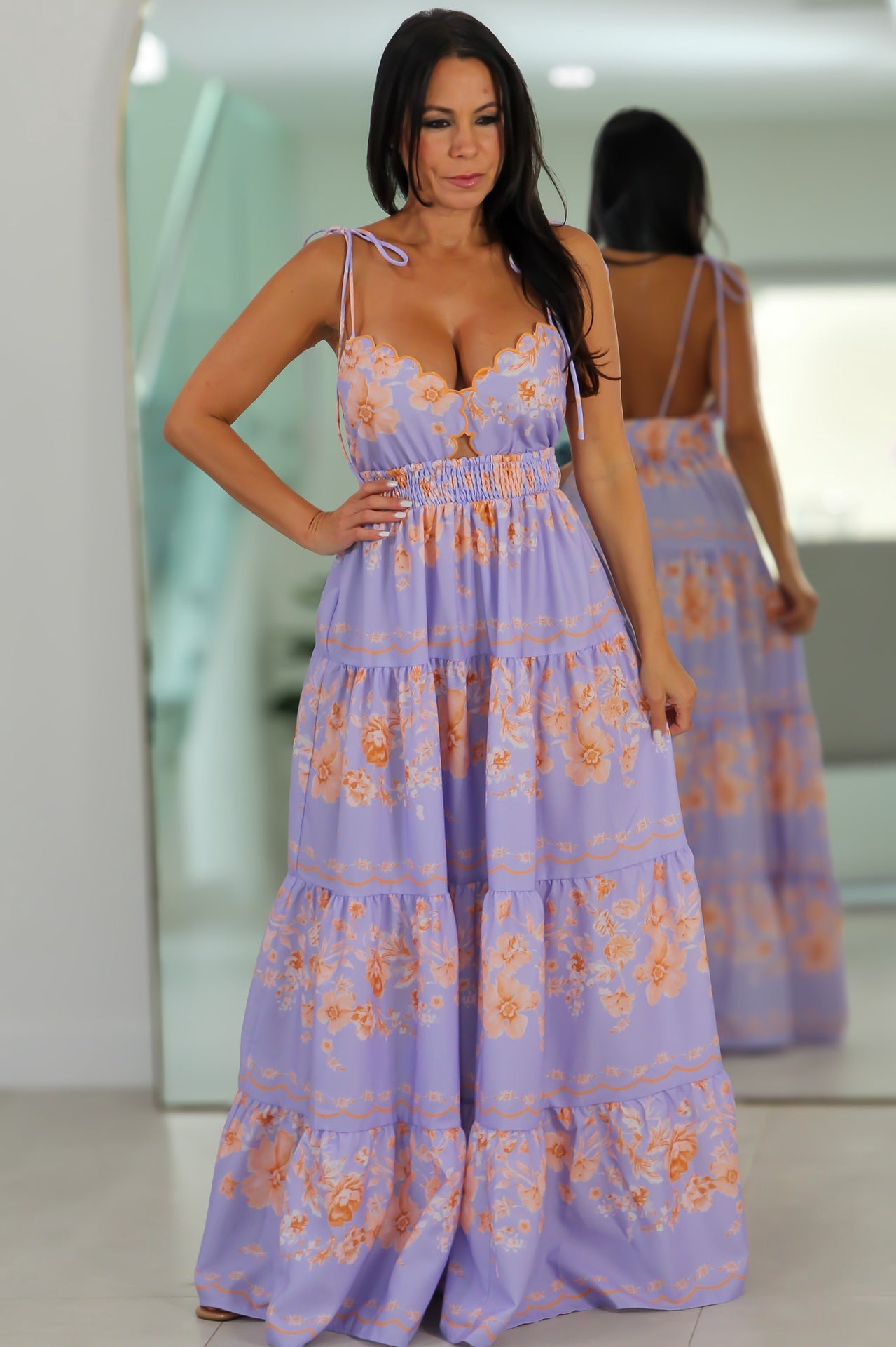 4825 Lavender Bloom Tiered Maxi Dress