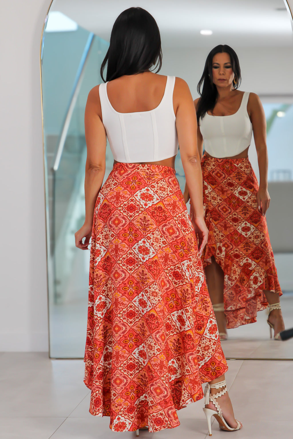 7038 Crimson Charm Wrap Skirt