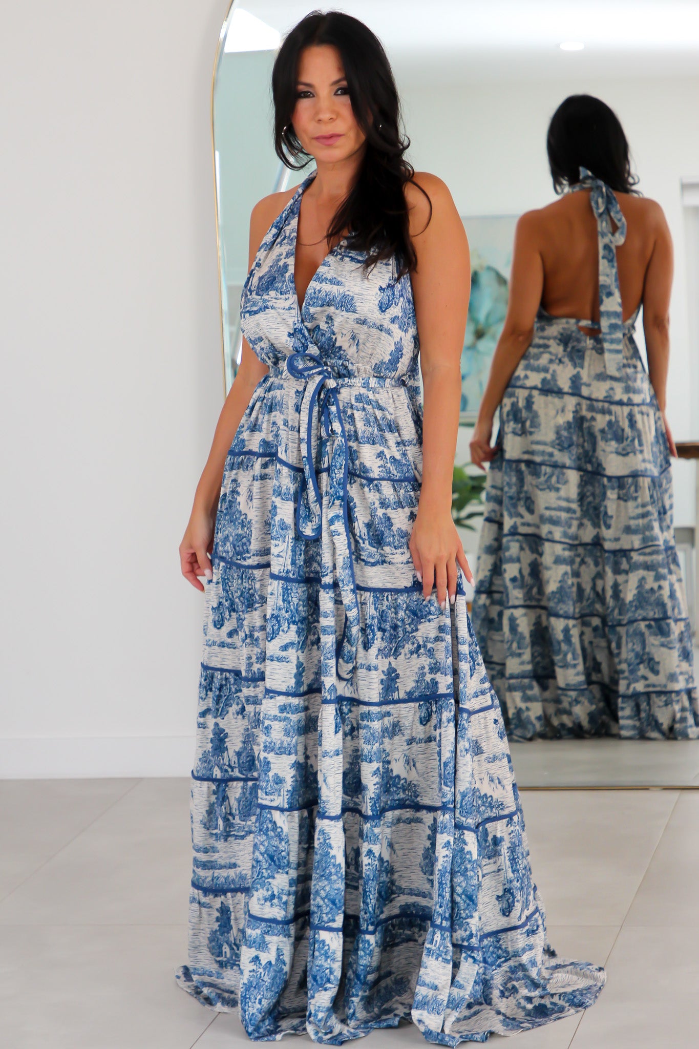 347323 Navy Nights Tiered Maxi Dress