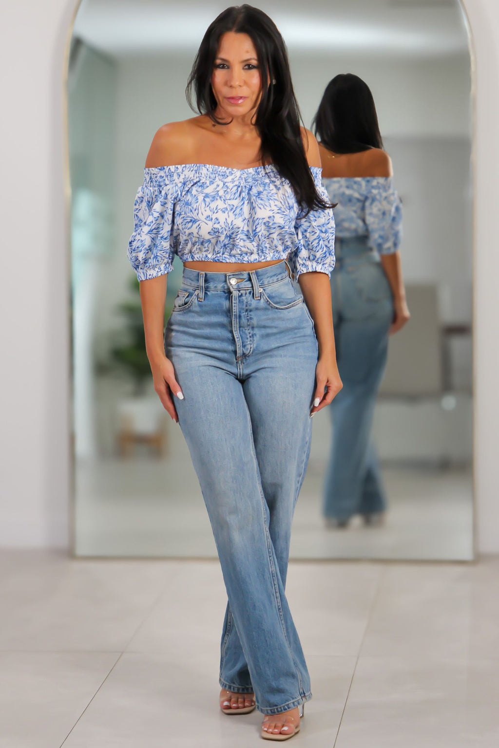 177 Cai Smocked Off-Shoulder Top