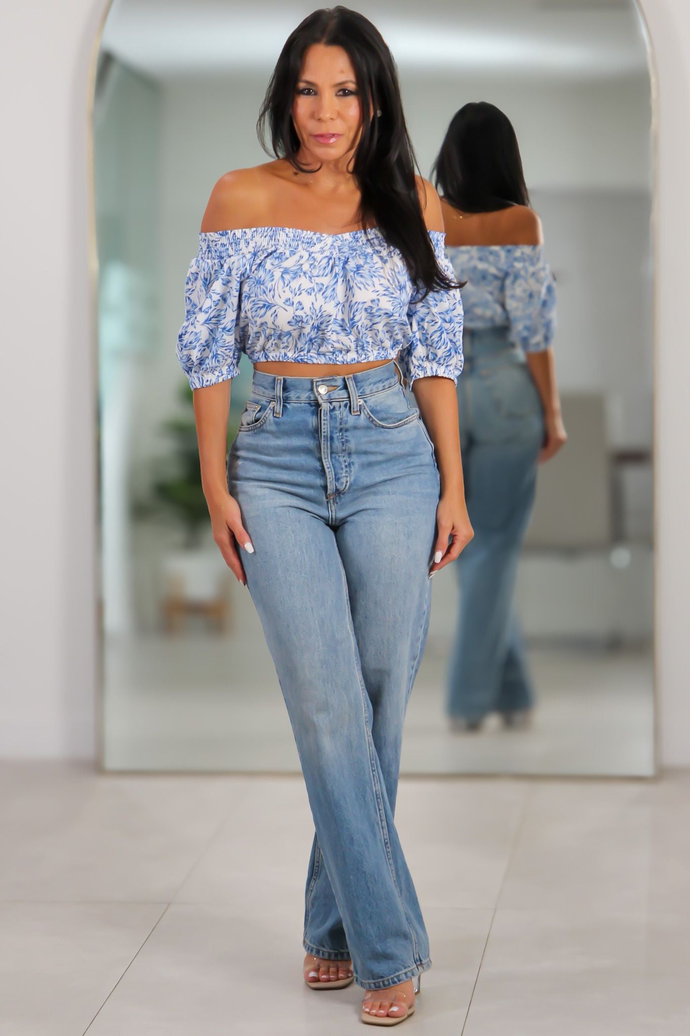 177 Cai Smocked Off-Shoulder Top