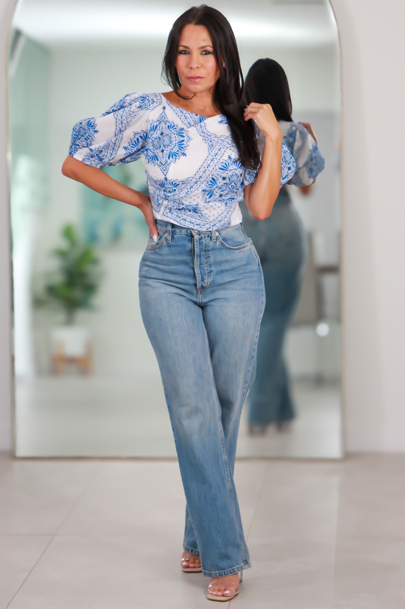 532 Skylar Puff Sleeve Tie-Back Top
