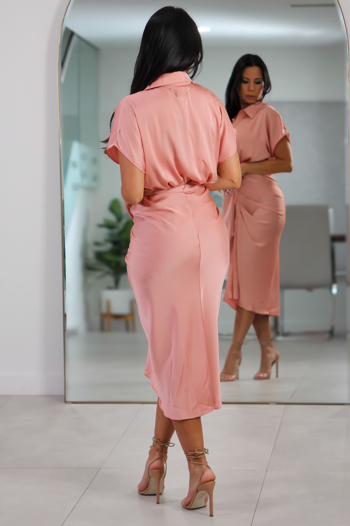966 Charm Tie-Front Midi Dress