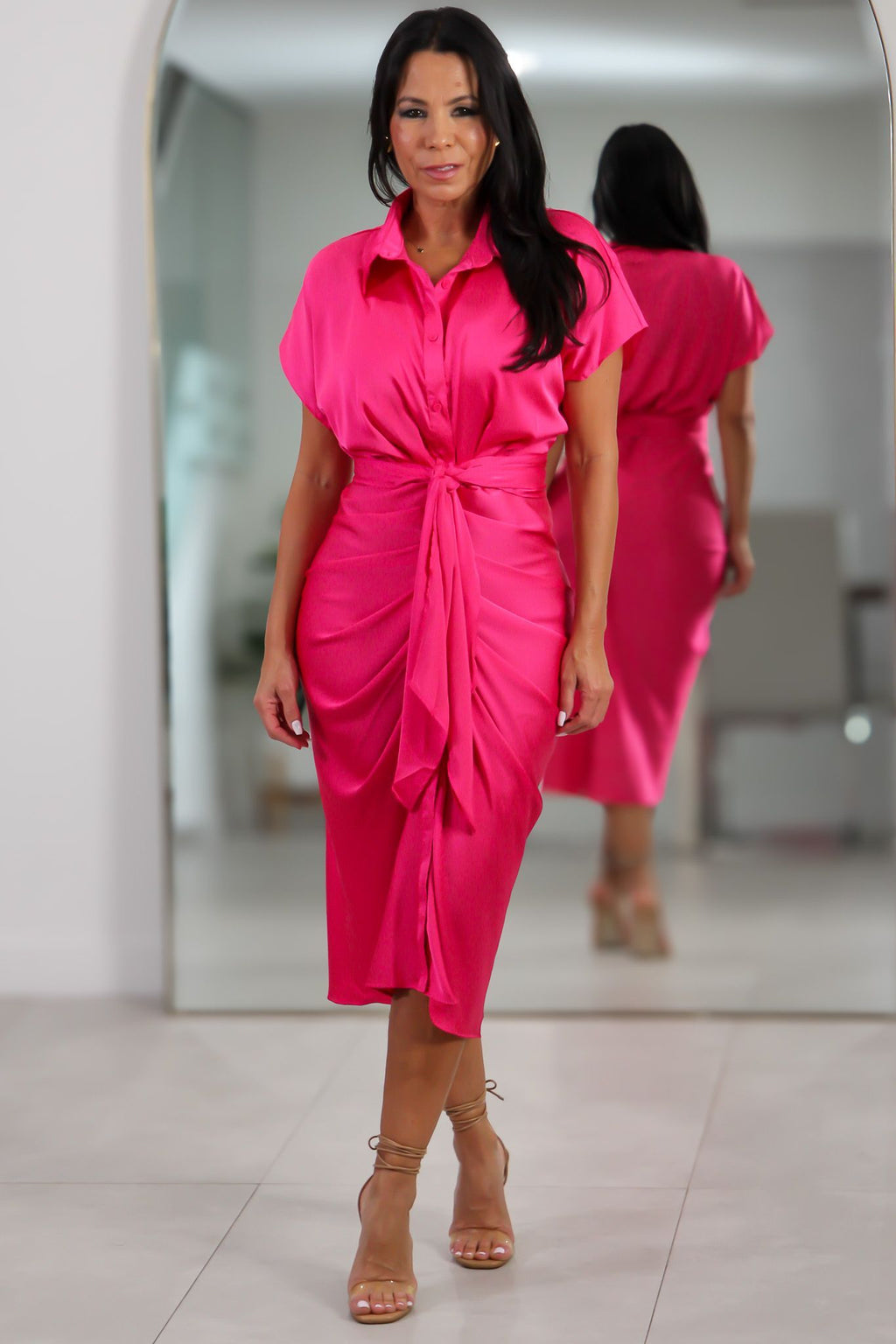 966 Charm Tie-Front Midi Dress