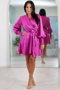 7052 Magenta Glow Satin Dress