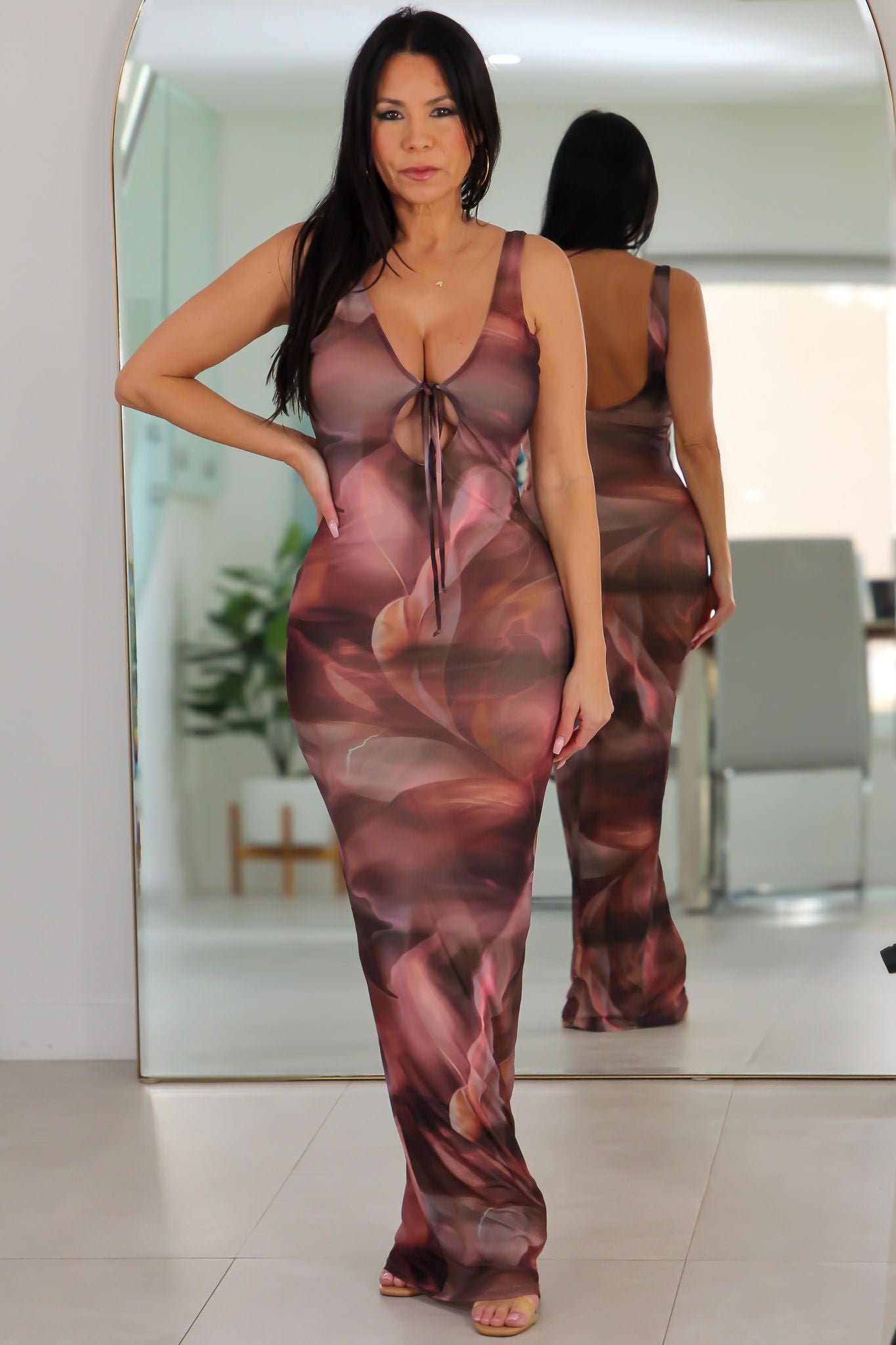 2501 Sunset Bloom Mesh Maxi