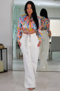 22044 Tie Front Crop Top