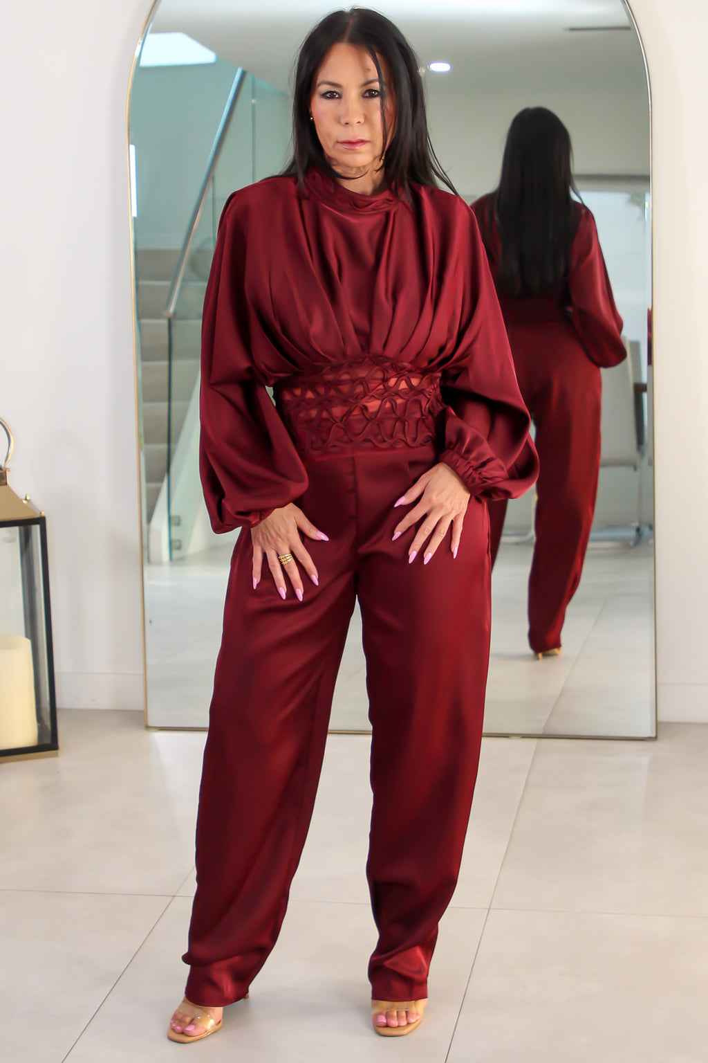 53237 Lattice Luxe Two-Piece Pant Set
