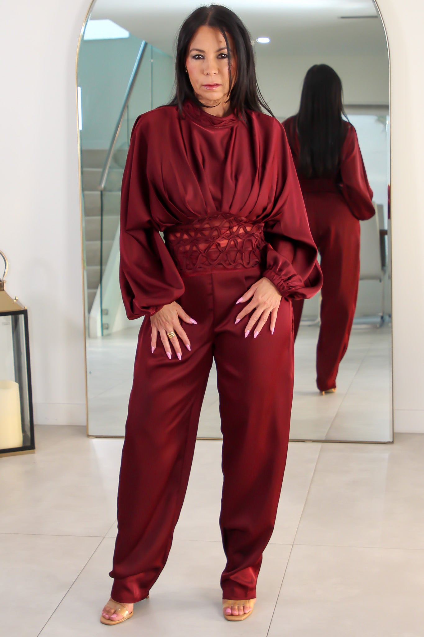 53237 Lattice Luxe Two-Piece Pant Set