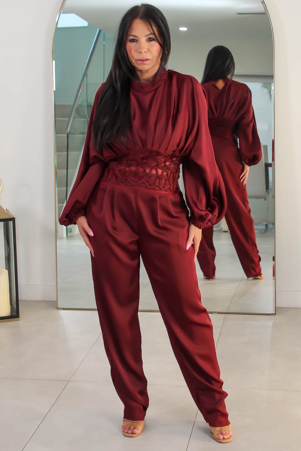 53237 Lattice Luxe Two-Piece Pant Set