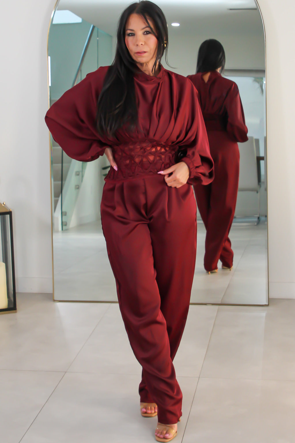 53237 Lattice Luxe Two-Piece Pant Set